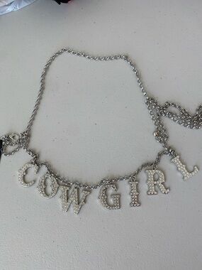 'COWGIRL' Silver & Rhinestone Letter Chain Belt NWT! 🤠